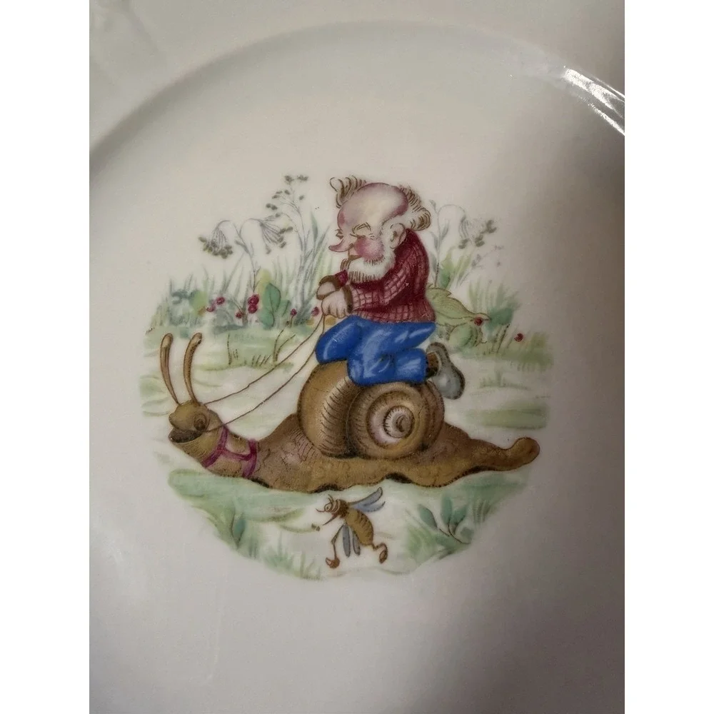 Vintage Schlottenhof Bavaria Gnome Plates Set Of 2- 1950s Arzberg Fairy Tales